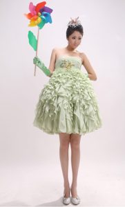 2013 Romantic Yellow Green Ruffled Pageant Dresses for Kid in Mini-length