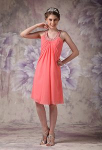 2013 Gorgeous Watermelon Scoop Party Dress Empire with Beading