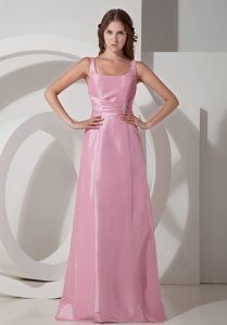 Square Beading Junior Bridesmaid Dress in Rose Pink with Long