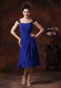Ruching Royal Blue Maternity Bridesmaid Dresses with Cap Sleeves