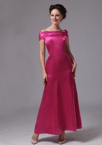 2013 Off-the-shoulder Prom Theme Dress in Hot Pink with Ankle-length