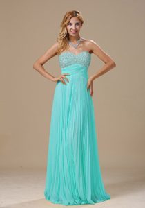 Beading Plus Size Baby Blue Prom Pageant Dress with Pleats on Sale