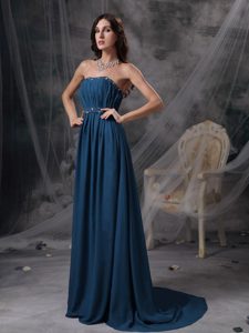 Discount 2012 Navy Blue Prom Holiday Dress with Ruches and Beads