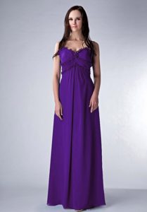 Popular Empire Ruffled Prom Graduation Dress in Purple with Spaghetti Straps