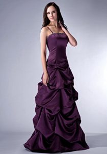Glitz Dark Purple Spaghetti Straps Prom Holiday Dress with Pick-ups in