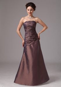 Brown Strapless Long Prom Dress for Formal Party with Ruching