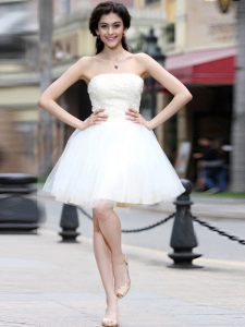 Strapless Sleeveless Chiffon Dress for Prom Beading Lace Up