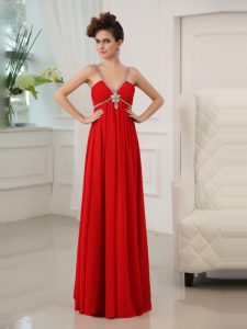 Red Sleeveless Chiffon Zipper Homecoming Dress for Prom and Party