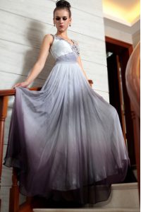 Pretty Multi-color Chiffon Side Zipper Mother Of The Bride Dress Sleeveless Floor Length Beading and Appliques and Ruchi