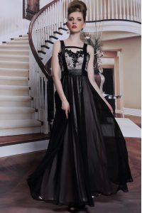 High End Black Sleeveless Chiffon Criss Cross Prom Evening Gown for Prom and Party