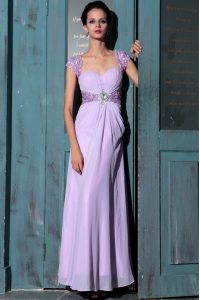 Great Lavender Sweetheart Neckline Beading Prom Evening Gown Sleeveless Zipper