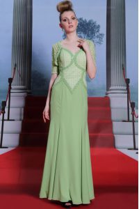 Ankle Length Column/Sheath Cap Sleeves Olive Green Homecoming Dress Side Zipper