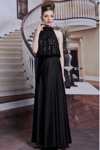 Top Selling Black Prom Dress Prom and Party and For with Beading High-neck Sleeveless Zipper