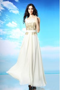 Shining Scoop Chiffon Sleeveless Ankle Length Dress Like A Star and Beading and Ruching