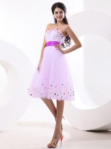 Beautiful 2013 Prom Dress for Girl in Light Pink with Sequins and Fuchsia Sash