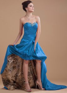 High-low Sweetheart Beaded Prom Dress for Ladies with Pick-up and Court Train