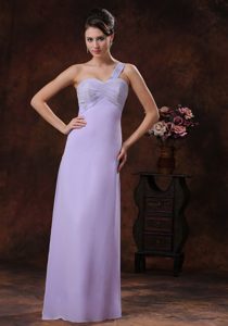 Beading Decorated Shoulder 2013 Lilac Ruched Dresses for JS Prom