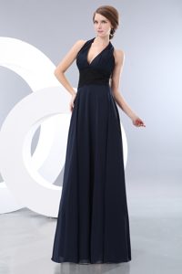 Navy Blue Fabulous Halter Top Zipper-up Prom Dress for Ladies under 150