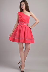 Luxurious One Shoulder Short Coral Red Summer Dresses for Prom Princess