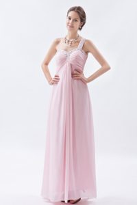 Sweet Baby Pink Ruched and Beaded Dresses for Prom Princess under 150