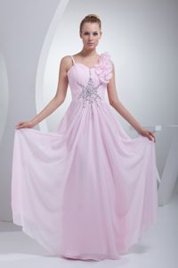 2013 Charming Baby Pink Flowers Prom Gown Dress with Beading under 150