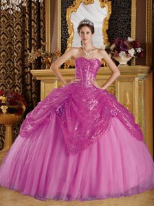 Sweetheart Quinceanera Dress and Sequins in Fuchsia
