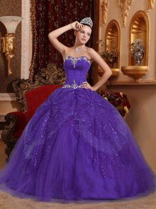 Purple Ball Gown Sequined Quinceanera Dress with Sweetheart on Sale