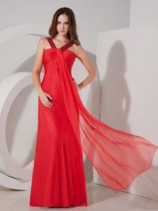 Red Empire V-neck Chiffon Fabulous Prom Formal Dress with Zipper-up Back