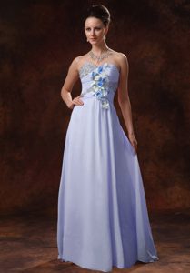 Lovely Lilac Beaded Chiffon Prom Holiday Dresses with Flowers under 150