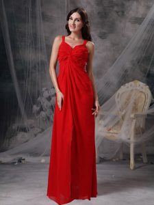 2012 Exquisite Ruched Prom Homecoming Dress in Red with Criss Cross Back