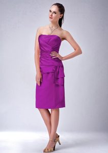 Gorgeous Eggplant Purple Ruched Satin Prom Homecoming Dress for Summer