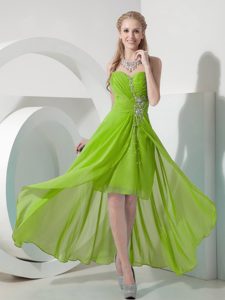 Beaded Sweet Spring Green High-low Sweetheart Prom Gowns