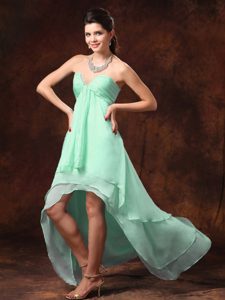 Apple Green High-low Empire Chiffon Sweetheart Prom Dress for Summer