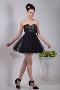 Black Empire Sweetheart Prom Gown in Organza with Beading on Big Sale