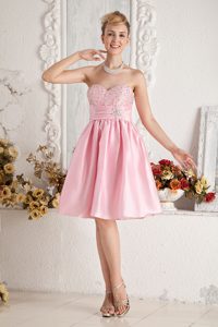 Hot Baby Pink Sweetheart Semi-formal Prom Dress in with Beading