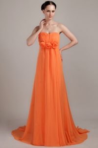 Orange Sweetheart Plus Size Prom Dress with Handle Flowers
