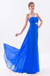 Pretty Blue Empire Strapless Informal Prom Dress with Beading