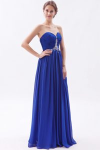 Discount Royal Blue Chiffon Dress for Prom with Sweetheart and Beading
