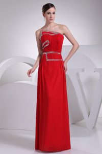 Perfect Ruched and Beaded Red Prom Dresses with Asymmetrical Neckline