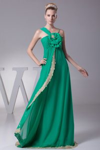 Asymmetrical Neckline Brush Train Prom Party Dresses with Lace and Flower