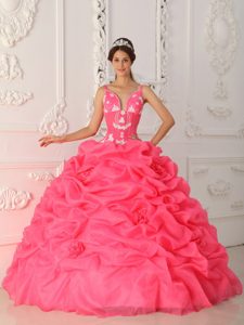 Nice Dresses for a Quince to Long and Organza in Watermelon Red