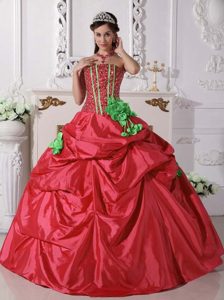 In Style Red Strapless Sweet Sixteen Dresses in with Beading and Flowers