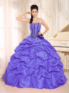 Exquisite Purple Beaded Quinceanera Gown and Pick-ups
