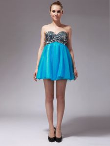 Spectacular Aqua Blue Sweetheart Zipper Beading Prom Evening Gown Sleeveless