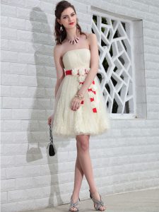 Fancy White Sleeveless Tulle and Lace Backless Celebrity Inspired Dress for Prom and Party