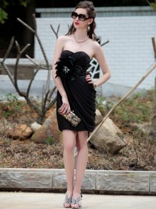 Black Strapless Neckline Beading Prom Gown Sleeveless Backless