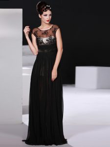 Perfect Scoop Sleeveless Backless Floor Length Appliques Mother Of The Bride Dress