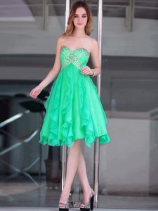 Organza Sleeveless Floor Length Prom Party Dress and Beading