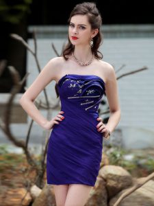 Mini Length Ball Gowns Sleeveless Royal Blue Evening Dress Backless