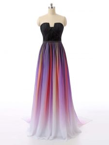 Fancy Empire Sleeveless Multi-color Prom Dresses Sweep Train Zipper